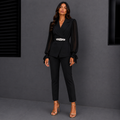 Veronica™ | Conjunto de saco y pantalón con cinturón de pedrería