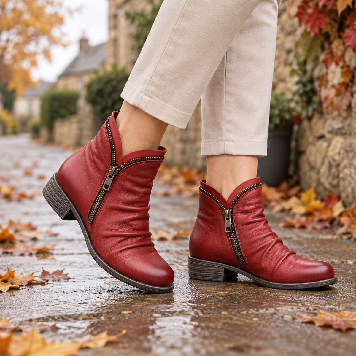 Botines Valeria™ | Piel genuina y cierre lateral