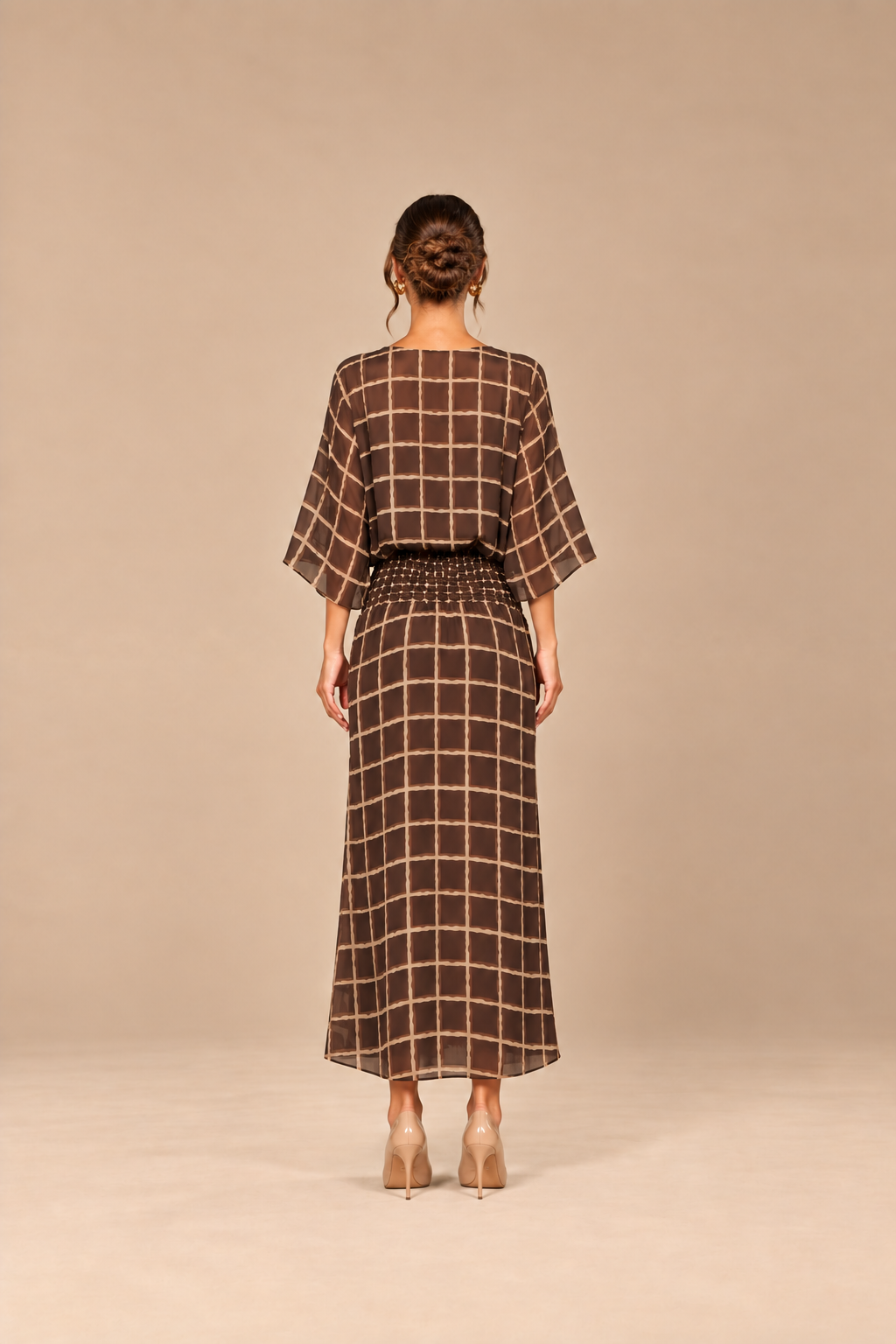 Mariana™ | Vestido largo de gasa con mangas kimono
