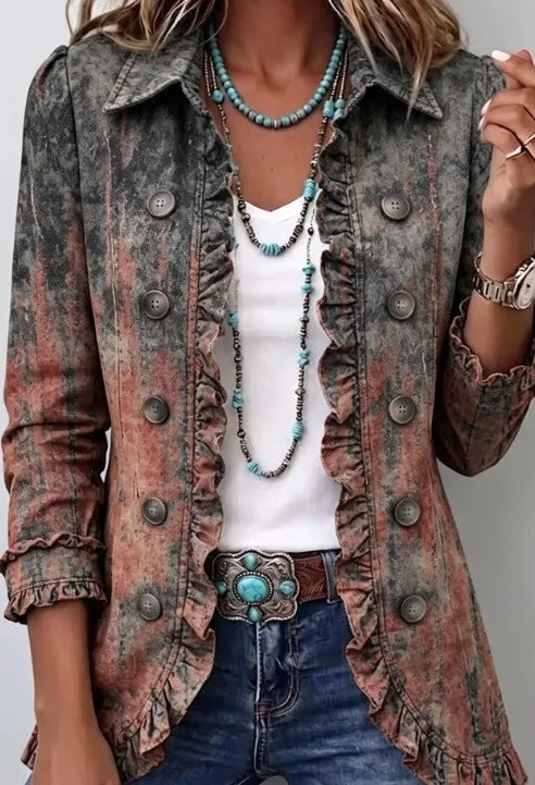 Chamarra Paz™ | Estilo vaquero con volantes