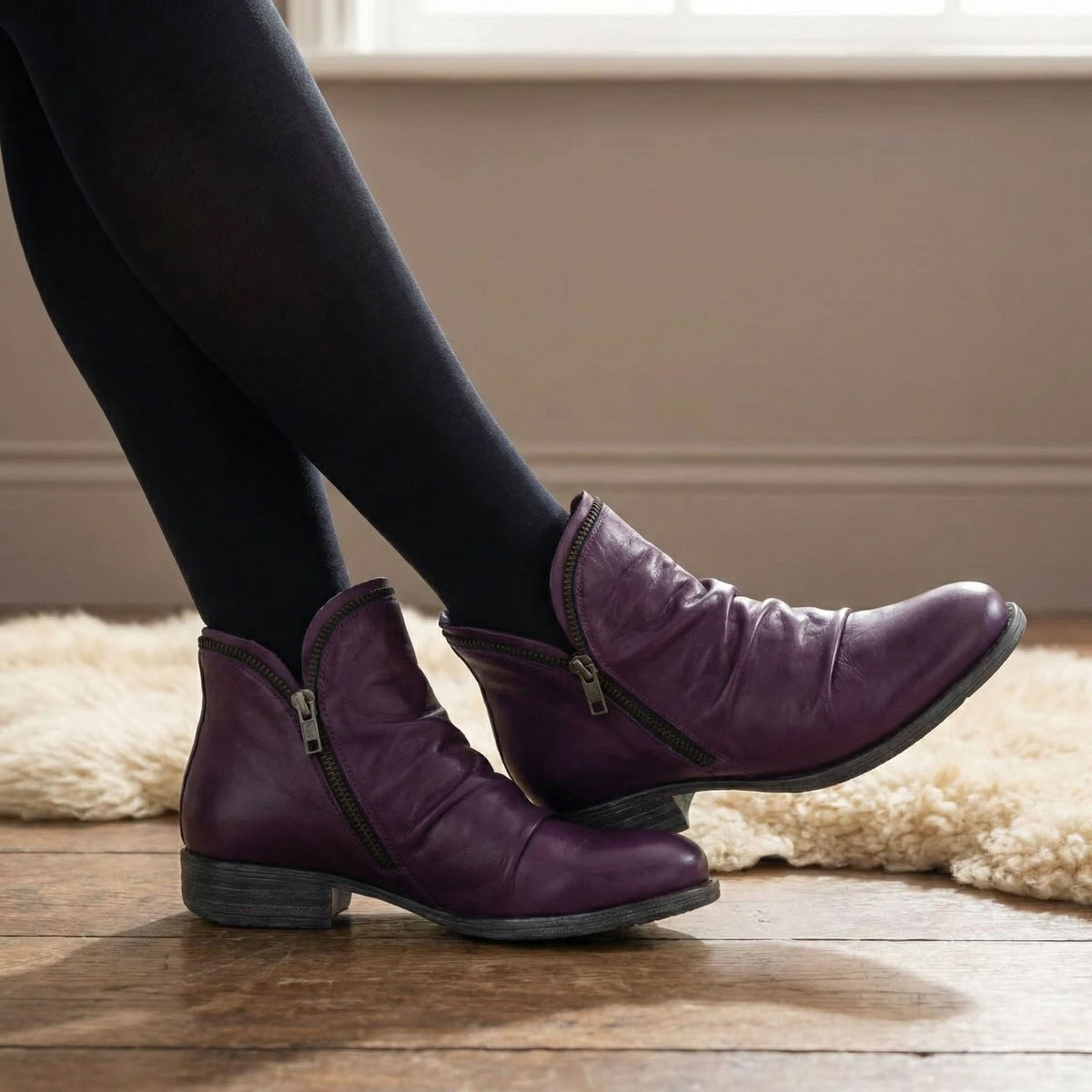 Botines Valeria™ | Piel genuina y cierre lateral