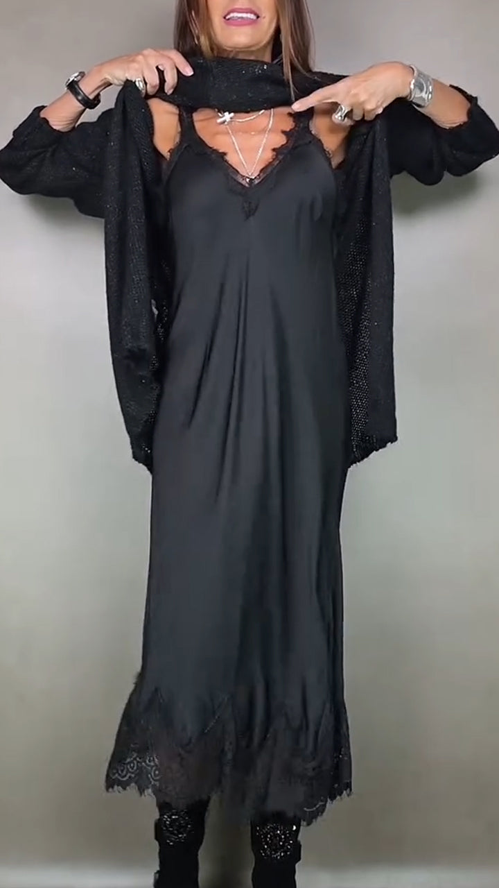 Carlota™ | Conjunto 2 Piezas · Vestido Lencero y Cárdigan